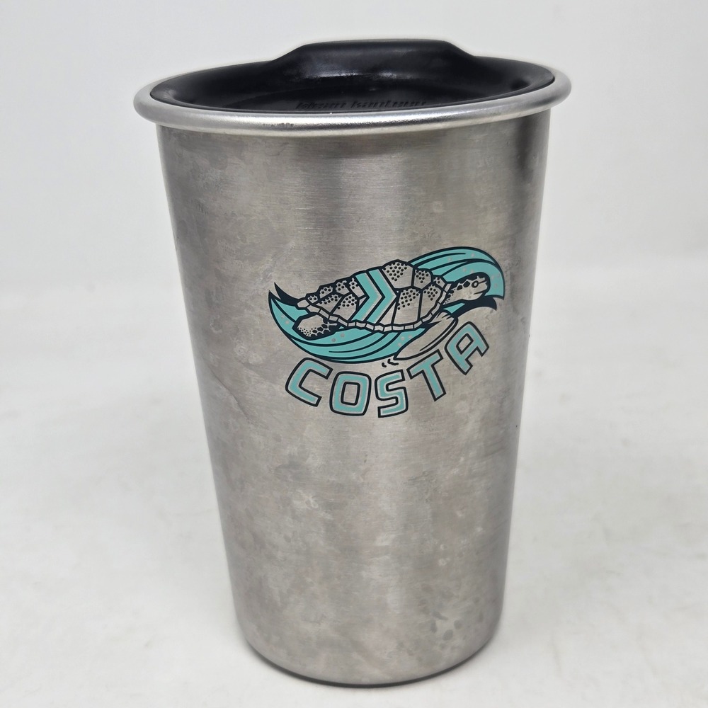 Klean Kanteen 16oz Steel Pint Cup Costa Del Mar Sea Turtle Stainless Tumbler Lid